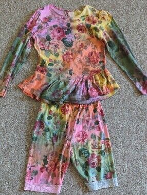 Knitwaves Tie-Dye Cotton Set in Pink, Yellow & Peach With Floral